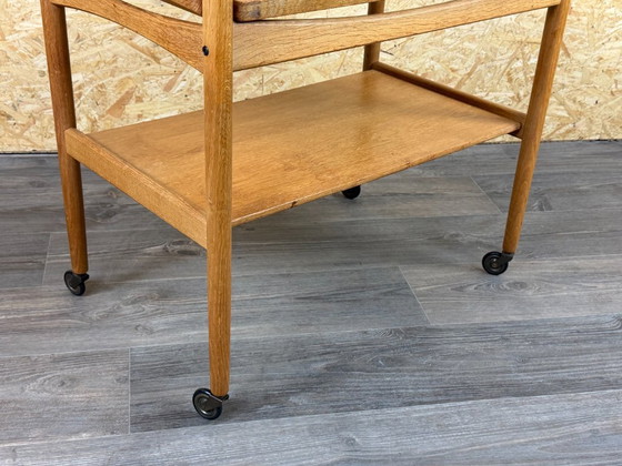 1960s/70s Oak Serving Trolley with Tray by Poul Hundevad, Denmark – Bar carts, Wood (photo 4 of 17)
