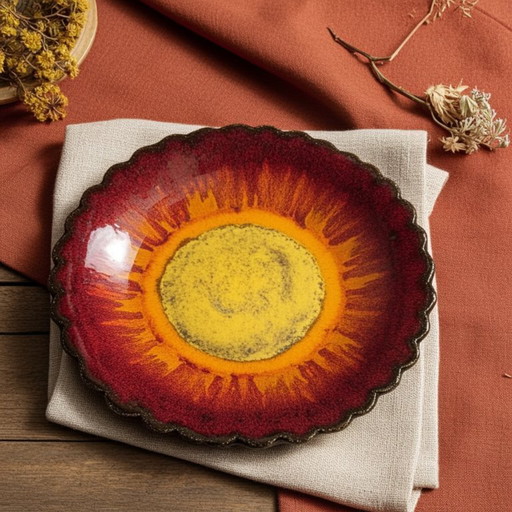 Vintage Hand-made ceramic painted plate