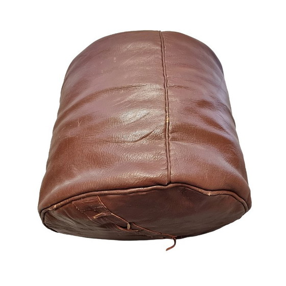 Brown Vintage Leather Pouf – Decorative Objects (photo 4 of 5)