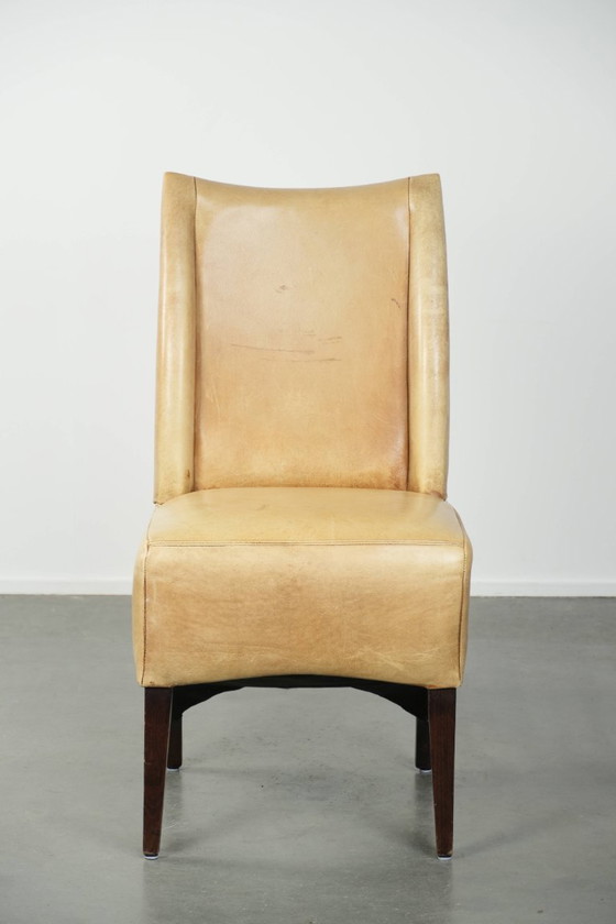 Image 1 of Luxe rundleren eetkamer/ bijzet/ bureaustoel in een mooie lichte kleur met een comfortabele zit en een hoge rug