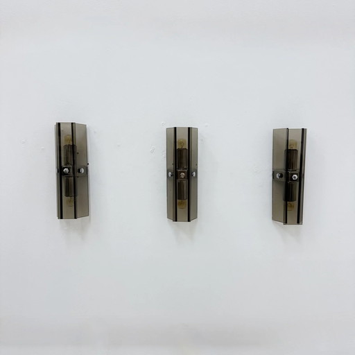 Set aus 3 Veca Glas Wandleuchten, 1970er Jahre Italien