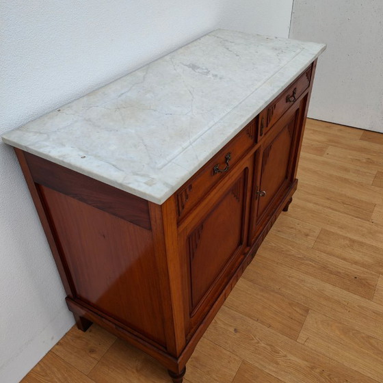Image 1 of Vintage antique dresser, sideboard, chest of drawers, bathroom vanity with marble top