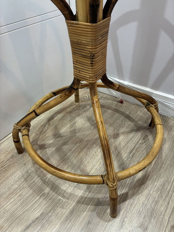 Vintage Italian Bamboo Coat Stand 1970s Spiral Design 177 cm Tall, Coat racks, Brown (photo 4 of 6)