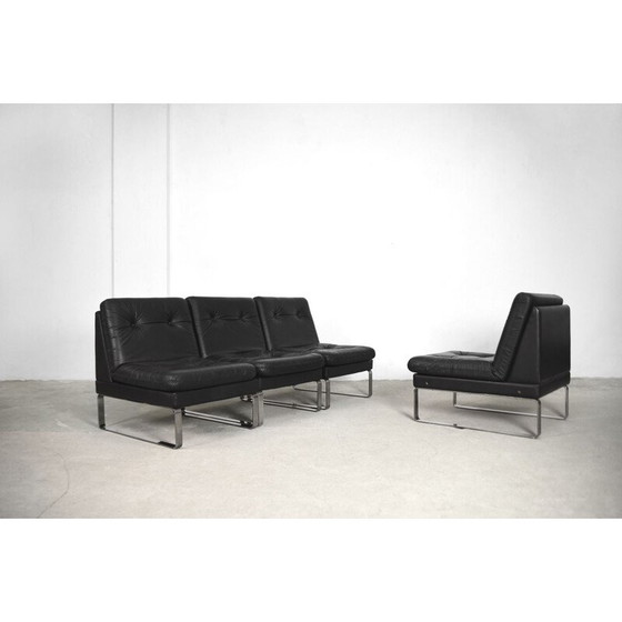 Image 1 of Vintage modulaire sofa in leater en chroom voor Klöber Manufactory, Duitsland, jaren 1980