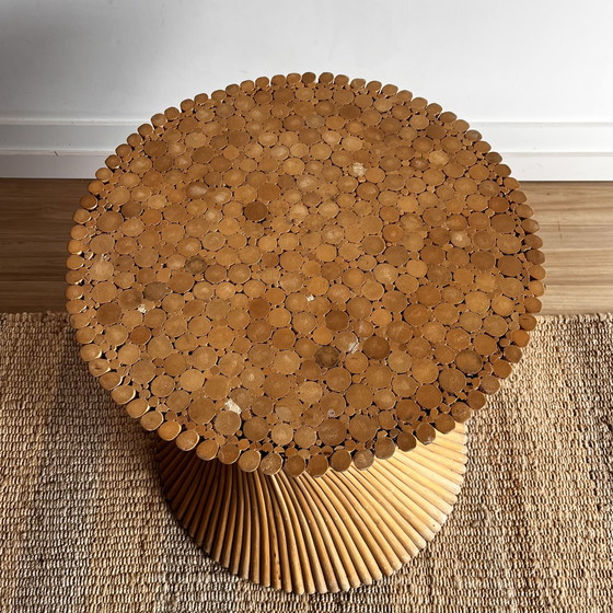 Image 1 of McGuire Rattan Bamboo Sheaf of Wheat Dining Table American Design