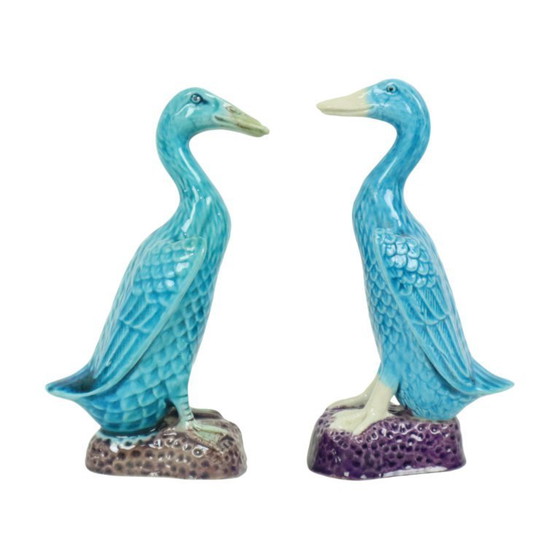 Image 1 of Duck Figurine Couple Chinese Porcelain