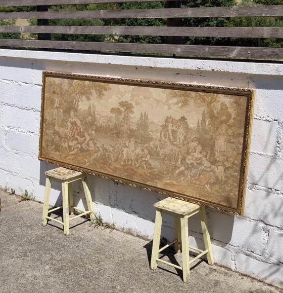 Image 1 of Large French Tapestry (Gobelin) -1950s-Traditional Spring Scene - Rococo Style