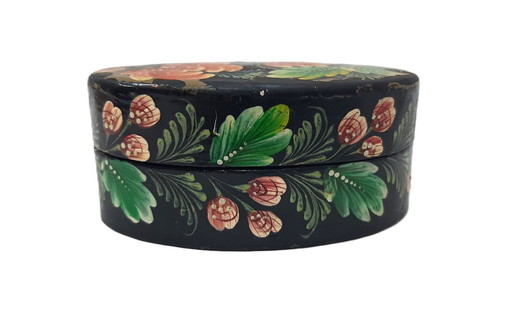 Vintage Hand Painted Wooden Jewelry Trinket Box