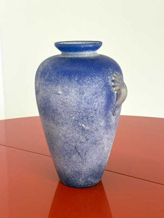 Image 1 of Vintage Murano amphora vase cobalt blue