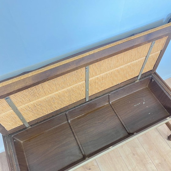 Image 1 of Provençal bench with backrest and integrated storage, 1960