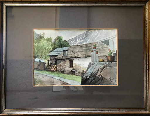 Pintura a la acuarela de Aldo Ferrari años 50