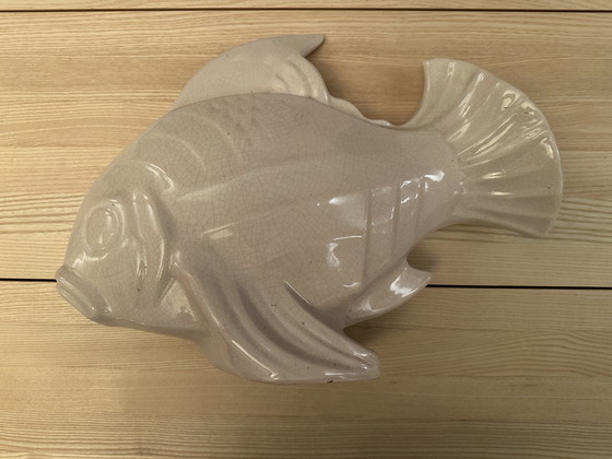 Image 1 of Le Jean, grande statua di pesce in stile Art Déco screpolato