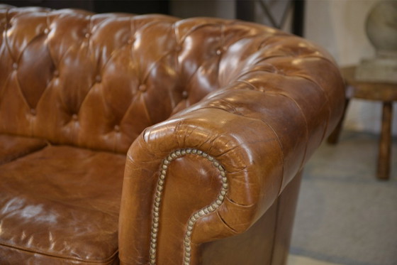 Image 1 of Chesterfield sofa in brown leather