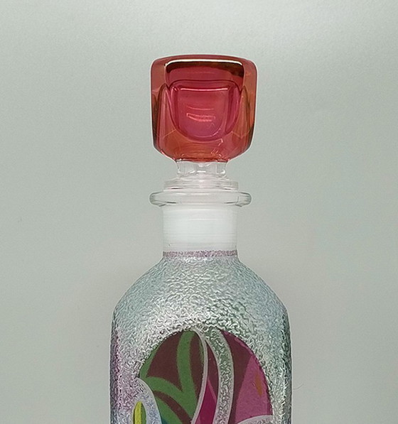 Image 1 of Prachtige karaf of decoratieve fles uit de jaren 70 van Luigi Bormioli. Gemaakt in Italië.
