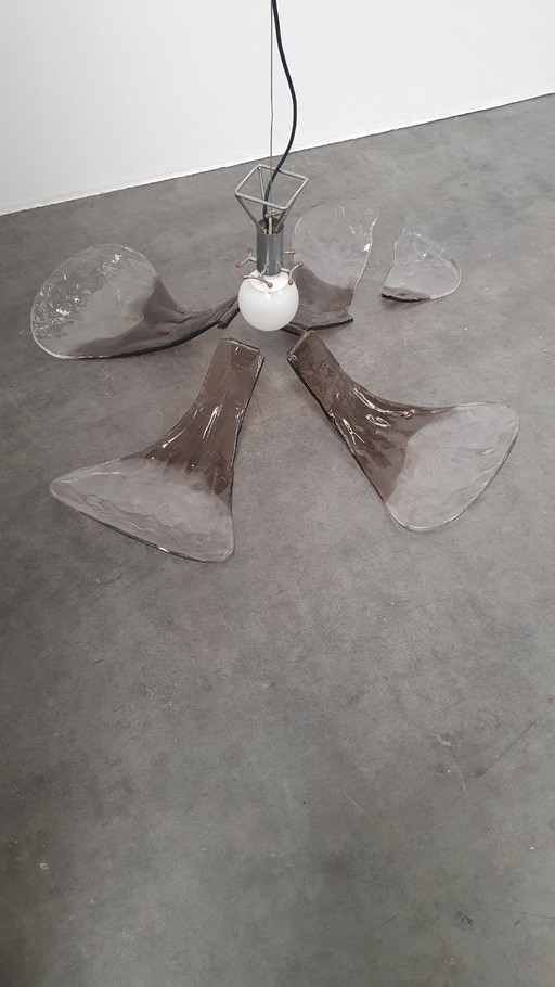 Grand pendentif fleur en verre de Murano, Carlo Nason Mazzega, Italie, années 60