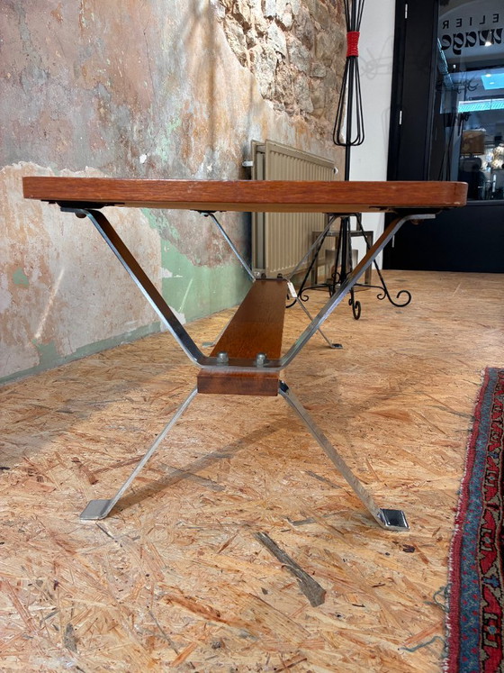 Vintage salontafel van hout en keramische tegels in de stijl van Adri Belarti. – Ceramic, Metal (photo 9 of 9)