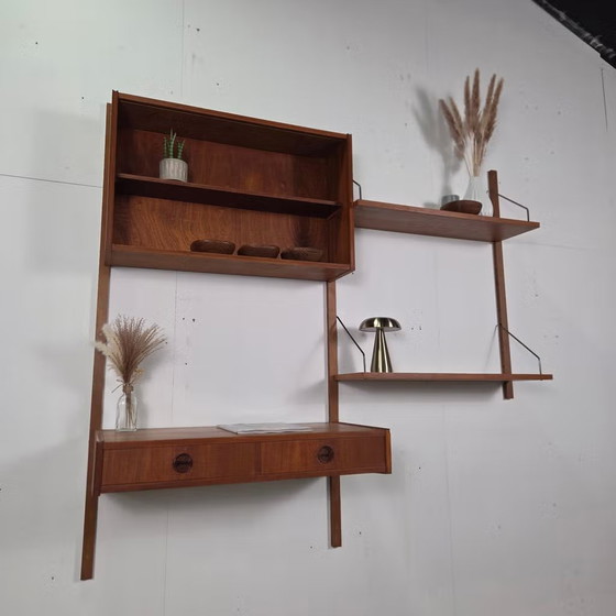 Vintage 60s Danish teak modular shelving unit Mid Century, Wood, Brown, Mid Century Modern (photo 2 of 22)