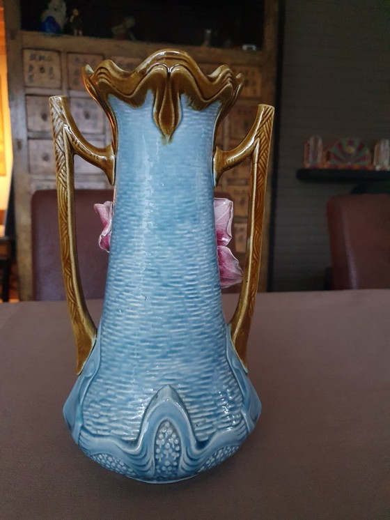 Image 1 of Art Nouveau vase ca. 1900 - relief rose - 27 cm