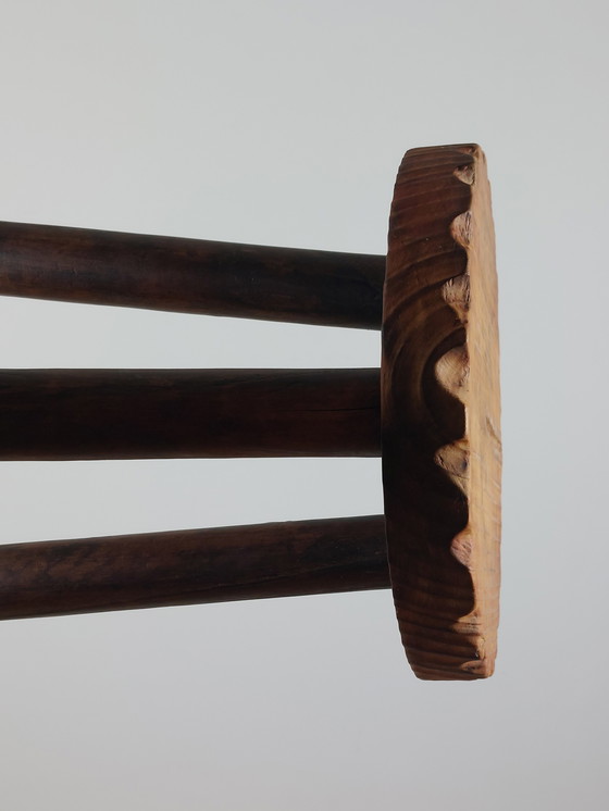 Image 1 of Vintage three-legged wooden stool, milking stool