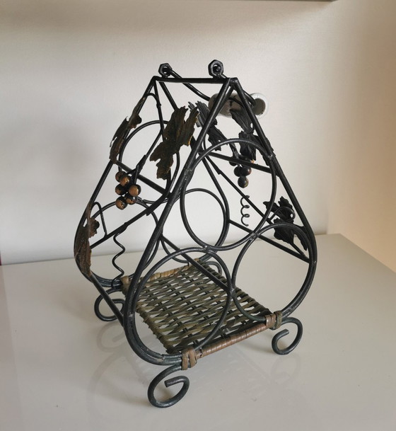 Image 1 of Wrought Iron Wine Rack with Vine Leaves