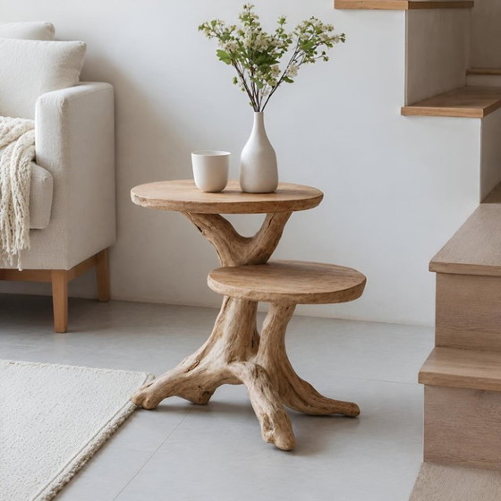 Image 1 of Mesa de comedor rústica escultórica de madera flotante natural y biológica