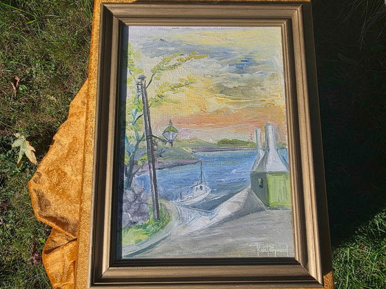 Dipinto a olio costiero originale di metà secolo – Dipinti e disegni, Tela (photo 6 of 11)