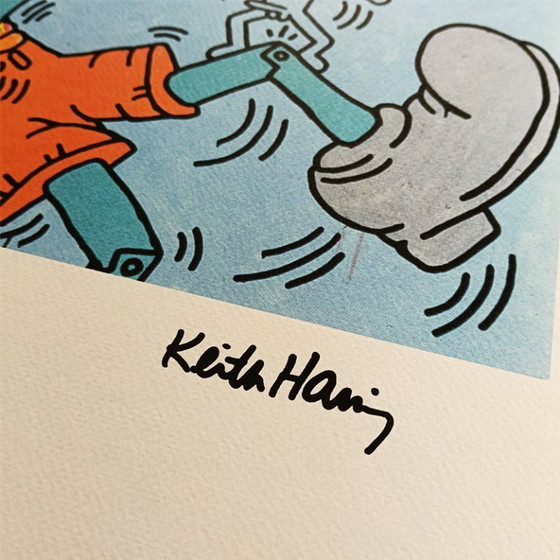 Image 1 of Lithografie van Keith Haring uit de jaren 1990, gelimiteerde oplage, genummerd met potlood.