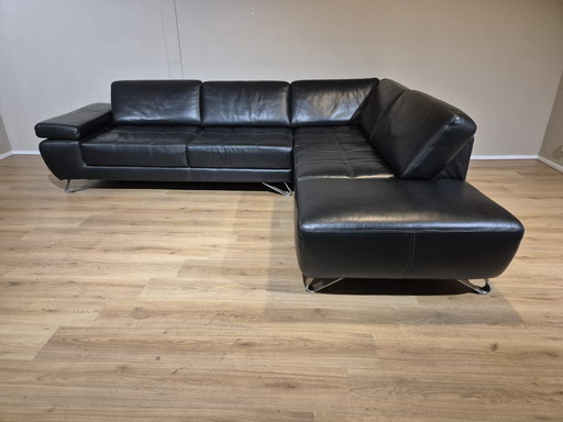 Belform Canapé d'angle Ibiza - Noir - Cuir - Design - ZGAN