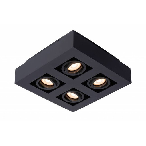 Lucide XIRAX Plafondspot LED Dim to Warm GU10 4x5W Zwart