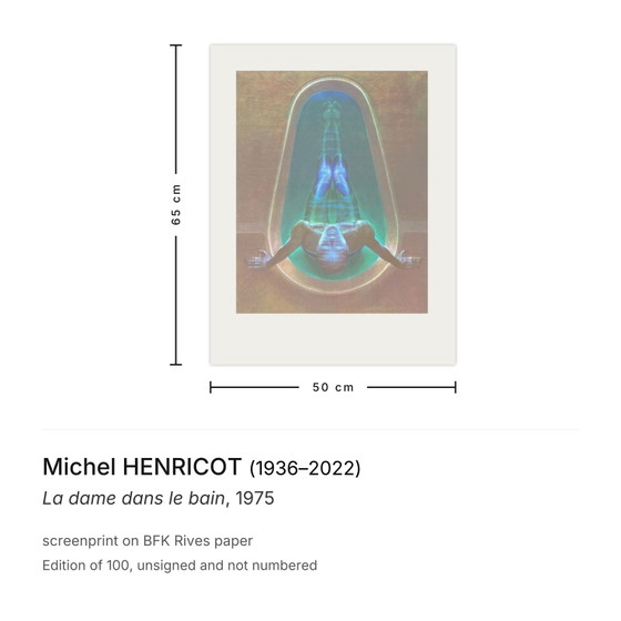 Image 1 of Michel HENRICOT La dame dans le bain Siebdruck 1975