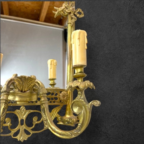 Image 1 of Lampada da parete a specchio antica (Girandole) del 1890-1910 circa