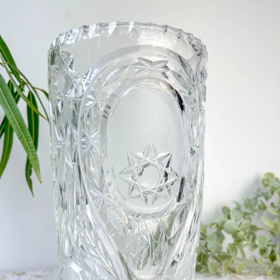 Vintage Chiseled Crystal Vase (photo 4 of 12)