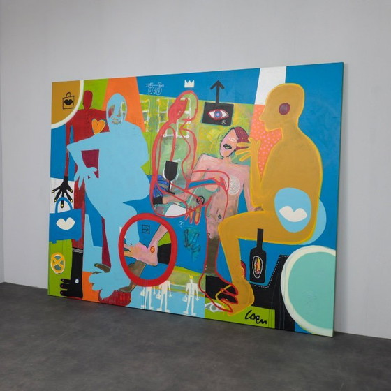 Image 1 of Unique Large “Joie De Vivre” Painting by Coen Blankwaard, Netherlands, 2013