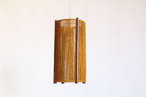 1x Große Dänische Mid Century Sisal-Hängeleuchte von Temde