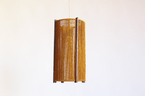 Image 1 of 1 lámpara colgante grande danesa de sisal de mediados de siglo de Temde 