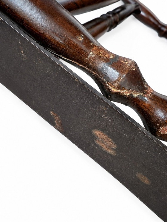 Image 1 of Revistero plegable italiano de mediados de siglo (años 50) – Madera teñida de ébano y latón