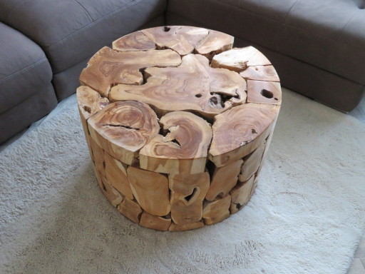 Table basse artisanale en teck d'Indonésie