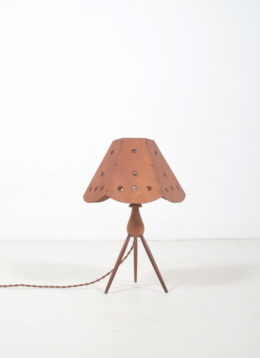 Danish Table Lamp on Tripod in Teak, 1960s
