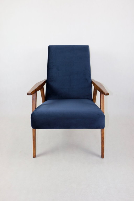 Vintage Loft fauteuil in marineblauw fluweel, 1970