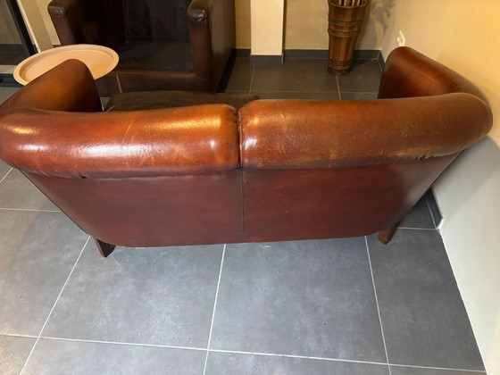 Image 1 of Sheepskin two-seater club sofa