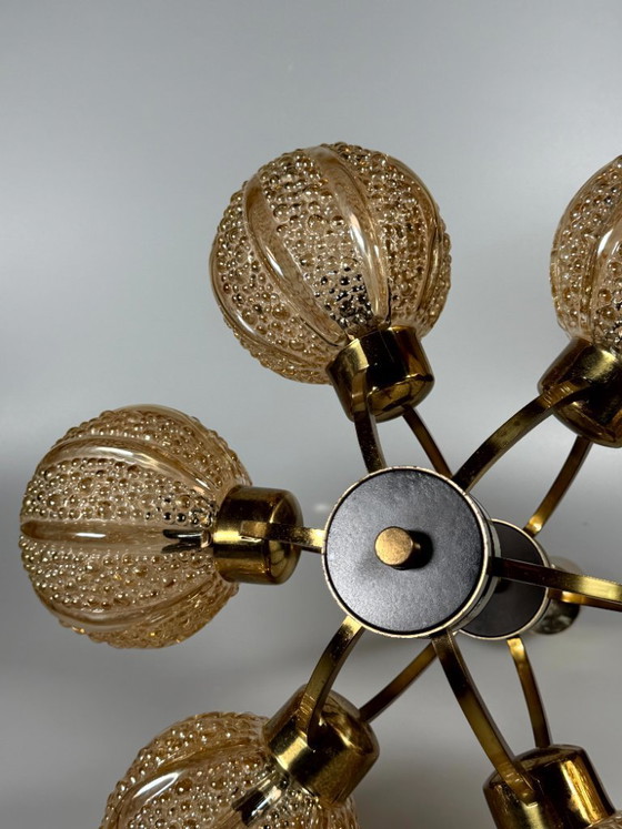 Image 1 of Lámpara de araña Sputnik de 6 luces, años 60/70, diseño de cristal Kaiser Leuchten