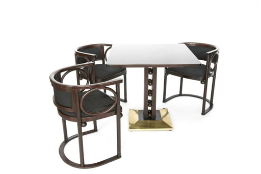 24-Ball tafel + 3 stoelen Fledermaus Josef Hoffmann voor Wittmann – eetkamerstoelen, Wood