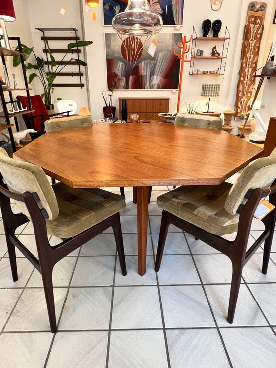 Vintage Octagonal Dining Table, Teak Wood, 1960s (photo 2 of 10)