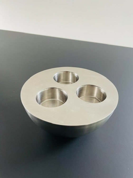 Image 1 of Minimalistische RVS kaarsenhouder 3 waxinelichtjes