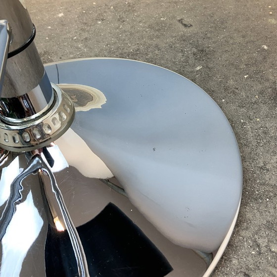 Image 1 of 2 tabourets de bar réglables en hauteur, chrome et contreplaqué courbé, années 1970