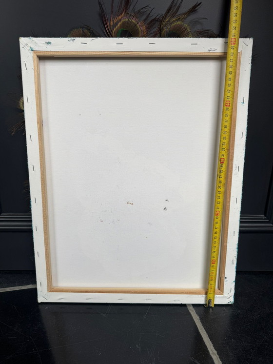 Image 1 of Paon sur toile, technique mixte