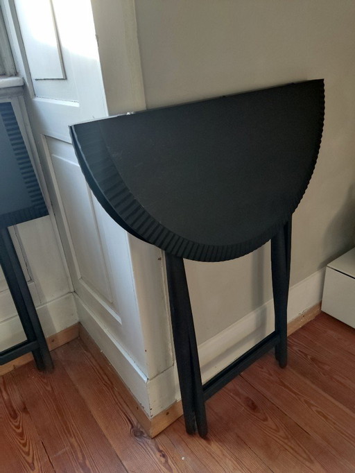 1x Zanat folding table round, maple black, garden table, small dining table