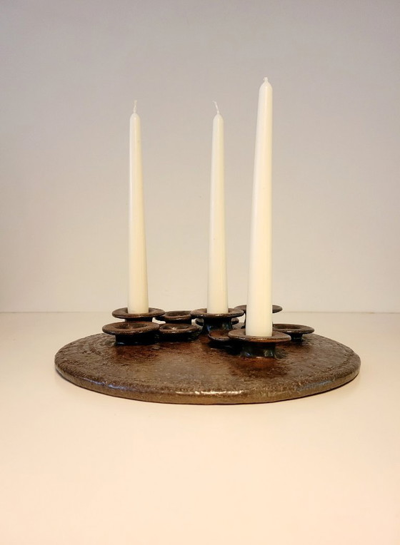 Image 1 of Brutalist ceramic candle holder by Rudi Stahl 1970