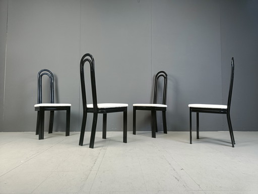 Ensemble de 4 chaises de salle à manger italiennes post-modernes, 1980S