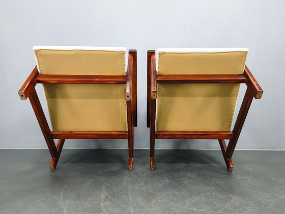 Image 1 of Pair of Mid-Century Pine Lounge Chairs, Czechoslovakia 1970s